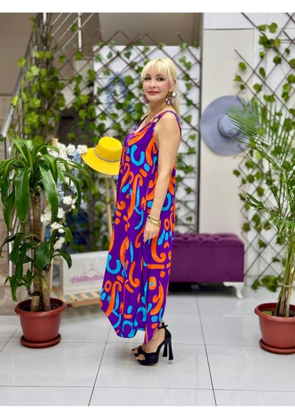 HL14042 Omzu Halkalı Askılı Viskon Hilal Elbise fırsatları