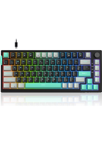 SKY81 83 Tuş Kablolu Rgb Hot-Swap Gasket Gri-Siyah Gaming Klavye fırsatları