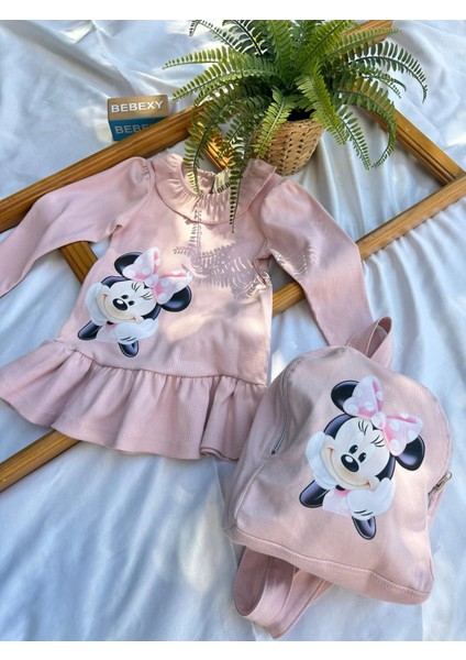 Mıckey Çantalı Elbise Pembe 34