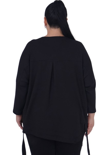 Kadın Büyük Beden Siyah Oversize Uzun Kol Bluz modelleri