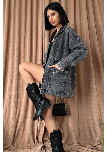 Mavi Taşlı Kot Ceket fırsatları