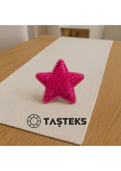 Ütülenebilen Veya Sticker Olarak Kullanılabilen Fuşya Pembe Simli Kabarık Yıldız Patch fiyatları
