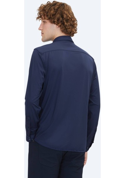 Lacivert Regular Fit Casual Gömlek