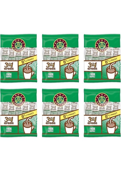 3 In 1 Fındıklı 8 Li Paket x 6 Adet (Toplam: 48 Adet)