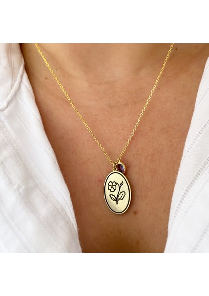 Gümüş Şubat Ayı Doğum Çiçeği Menekşe Kolyesi fırsatları