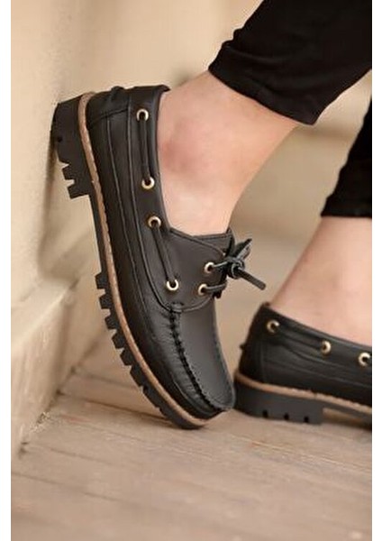 Dexter Tarzı Kalın Taban Hakiki Deri Ayakkabı