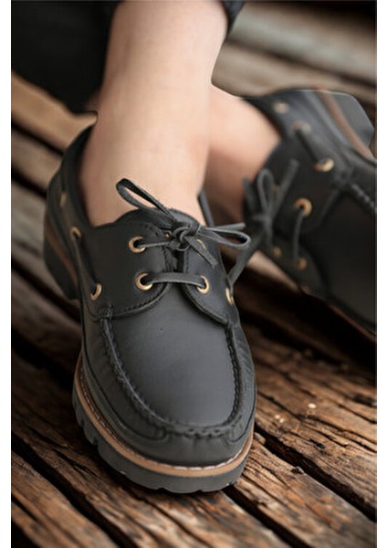 Dexter Tarzı Kalın Taban Hakiki Deri Ayakkabı