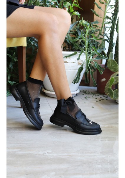 Lore Kadın Günlük Loafer Siyah Cilt modelleri