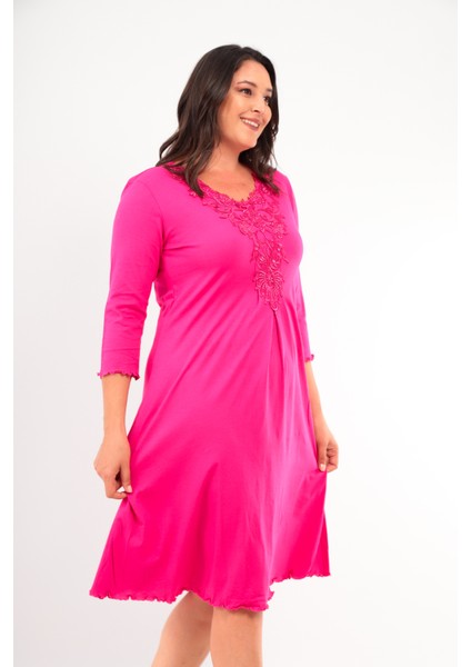 Kadın Yakası Güpürlü A Kesim Yarım Kol Viskon Günlük Midi Boy Büyük Beden Elbise Gecelik fırsatları