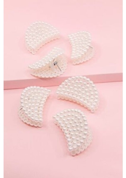 Kadın 6'lı Krem Incili Mandal Toka Seti