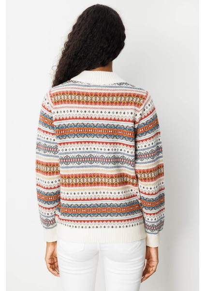 Kadın Hakim Yaka Jakarlı Yün Hırka Kemik fırsatları