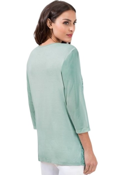 Kadın Curve Büyük Beden Önü Çiçek Güpürlü Kolları Tül Spor Şık Bluz fırsatları