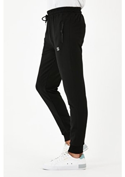 Erkek Eşofman Altı 2'li Paket (Siyah-Gri) Dar Paça Bel Kısmı Lastikli Arka Cepli Paçası Lastikli modelleri