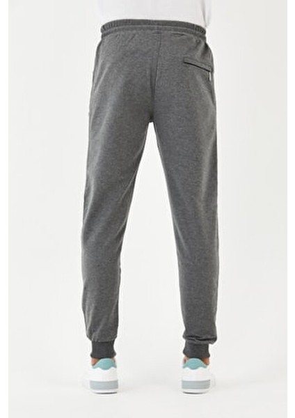 Erkek Eşofman Altı 2'li Paket (Siyah-Gri) Dar Paça Bel Kısmı Lastikli Arka Cepli Paçası Lastikli