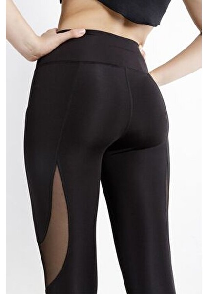 Yüksek Bel Kadın Spor Tayt Esnek ve Toparlayıcı Özelliklerle Siyah Renkli fırsatları