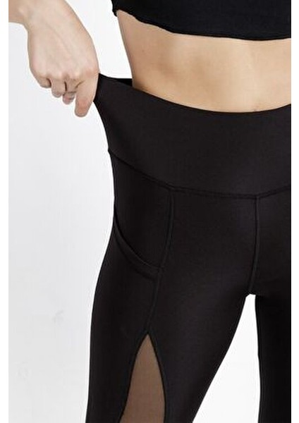 Yüksek Bel Kadın Spor Tayt Esnek ve Toparlayıcı Özelliklerle Siyah Renkli indirimleri