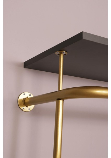 Destekli ve Raflı Yuvarlak Borudan U Askı 90 cm Gold modelleri