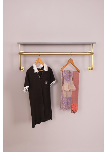 Destekli ve Raflı Yuvarlak Borudan U Askı 90 cm Gold fırsatları