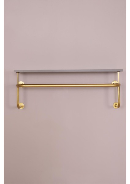 Destekli ve Raflı Yuvarlak Borudan U Askı 90 cm Gold indirimleri