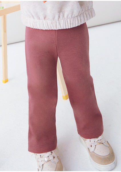 1-4 Yaş Kız Bebek Ikili Takım – Çiçek Detaylı Bej Şardonlu Sweat ve Pembe Bol Paça Tayt modelleri