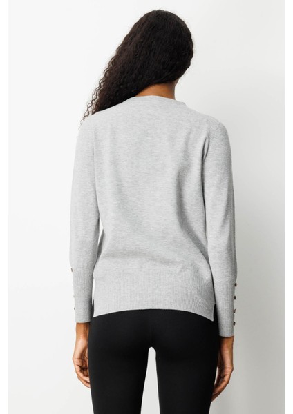 Kadın Sıfır Yaka Dikişsiz Önü Kısa Arkası Uzun Bluz Gri modelleri