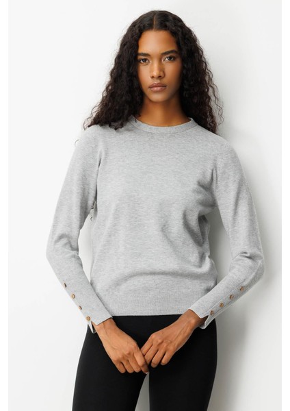 Kadın Sıfır Yaka Dikişsiz Önü Kısa Arkası Uzun Bluz Gri indirimleri