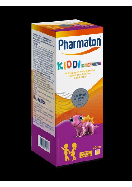 Kiddi Growth Kalsiyum Vitamin D Iyot Içeren Takviye Edici Gıda Meyve Aromalı Şurup 200 ml