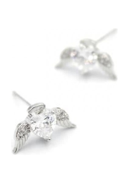 Gümüş Iğneli Kalp Küpe - Gümüş