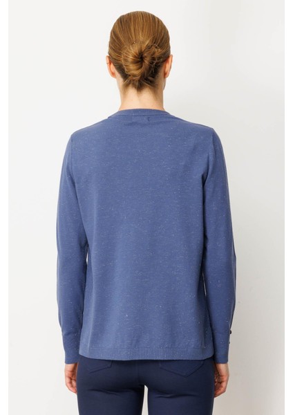 Kadın Sıfır Yaka Yırtmaçlı Yanı Düğmeli Bluz Indigo modelleri