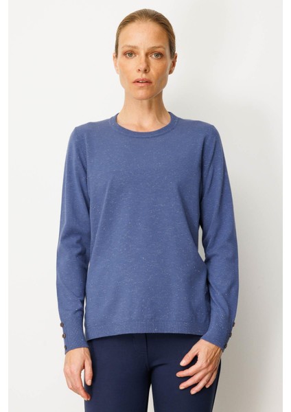 Kadın Sıfır Yaka Yırtmaçlı Yanı Düğmeli Bluz Indigo fırsatları