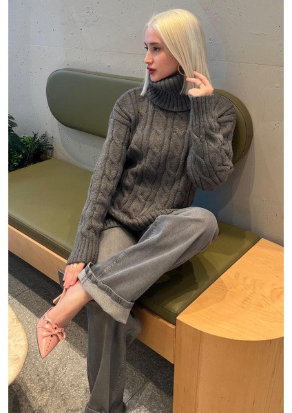 Antrasit Boğazlı Triko Kazak MG2376 fiyatları