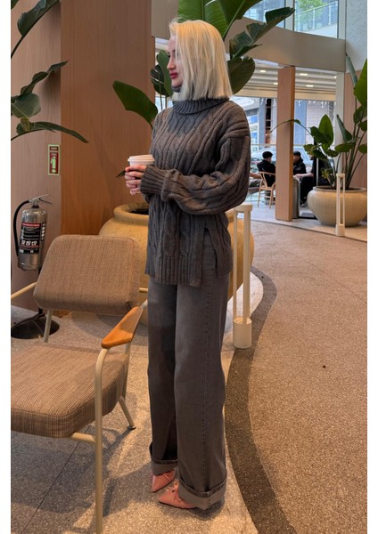 Antrasit Boğazlı Triko Kazak MG2376 fırsatları