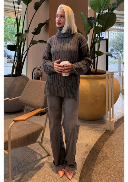 Antrasit Boğazlı Triko Kazak MG2376 indirimleri