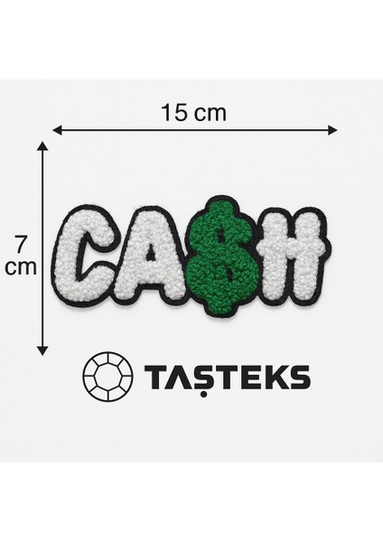 Ütülenebilen Veya Sticker Olarak Kullanılabilen ' Cash ' Yazılı Havlu Aplike