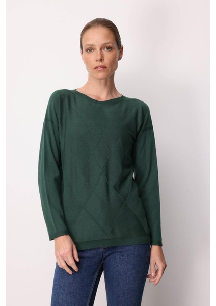 Kadın Önü Baklavalı Yan Örgü Kazak Ö.başı