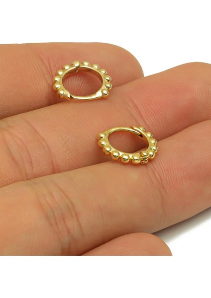 18K Altın Kaplama Mini Topçuklu Halka Küpe fiyatları