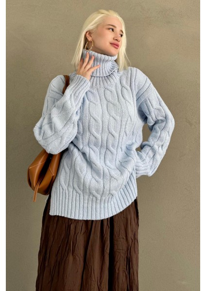 Mavi Boğazlı Triko Kazak MG2376