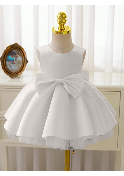 Kız Bebek Seda Model Beyaz Doğum Günü Elbise
