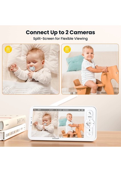 Video Bebek Monitörü 2 Kameralı, 5 Inc Ekran - 2k Hd fiyatları