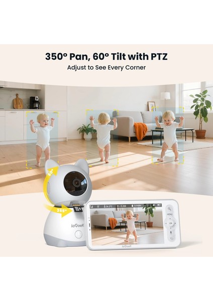 Video Bebek Monitörü 2 Kameralı, 5 Inc Ekran - 2k Hd fırsatları