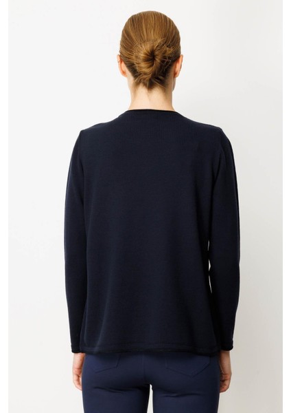 Kadın Sıfır Yaka Sim Çizgili Taşlı Yün Bluz K.lacivert modelleri