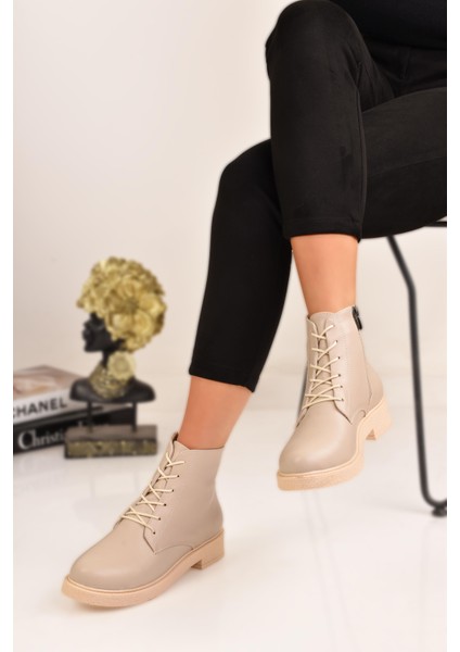 Bağcıklı ve Fermuarlı Kısa Topuklu Kadın Bot fiyatları
