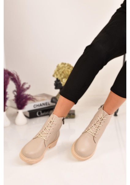 Bağcıklı ve Fermuarlı Kısa Topuklu Kadın Bot modelleri