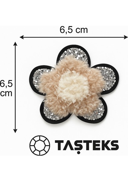 Taşlı Ütülenebilen Veya Sticker Olarak Kullanılabilen Ponpon Çiçek Patch