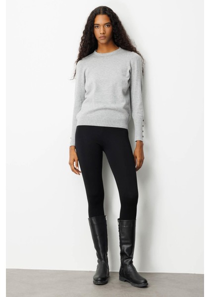 Kadın Sıfır Yaka Dikişsiz Önü Kısa Arkası Uzun Bluz Gri fırsatları