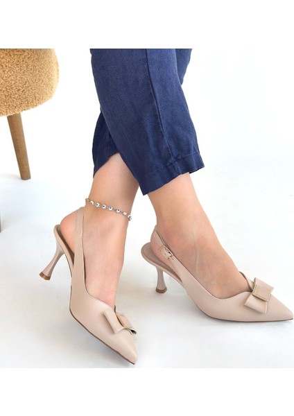 Leyya Bej Cilt Topuklu Ayakkabı modelleri