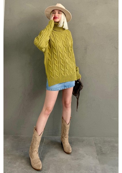 Yeşil Boğazlı Triko Kazak MG2376 indirimleri