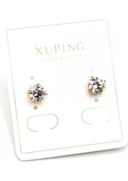 Büyük Boy Tek Taş Küpe - Altın