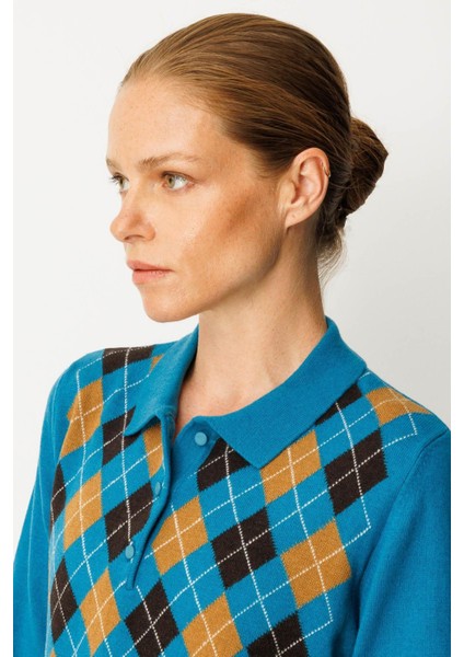 Kadın Polo Yaka Önü Baklavalı Yün Kazak A.petrol fiyatları