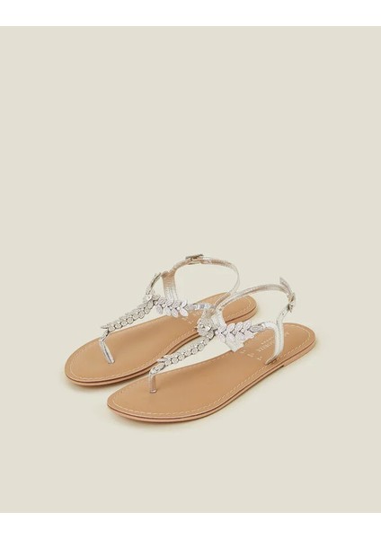Taşlı Yaprak Sandalet 39